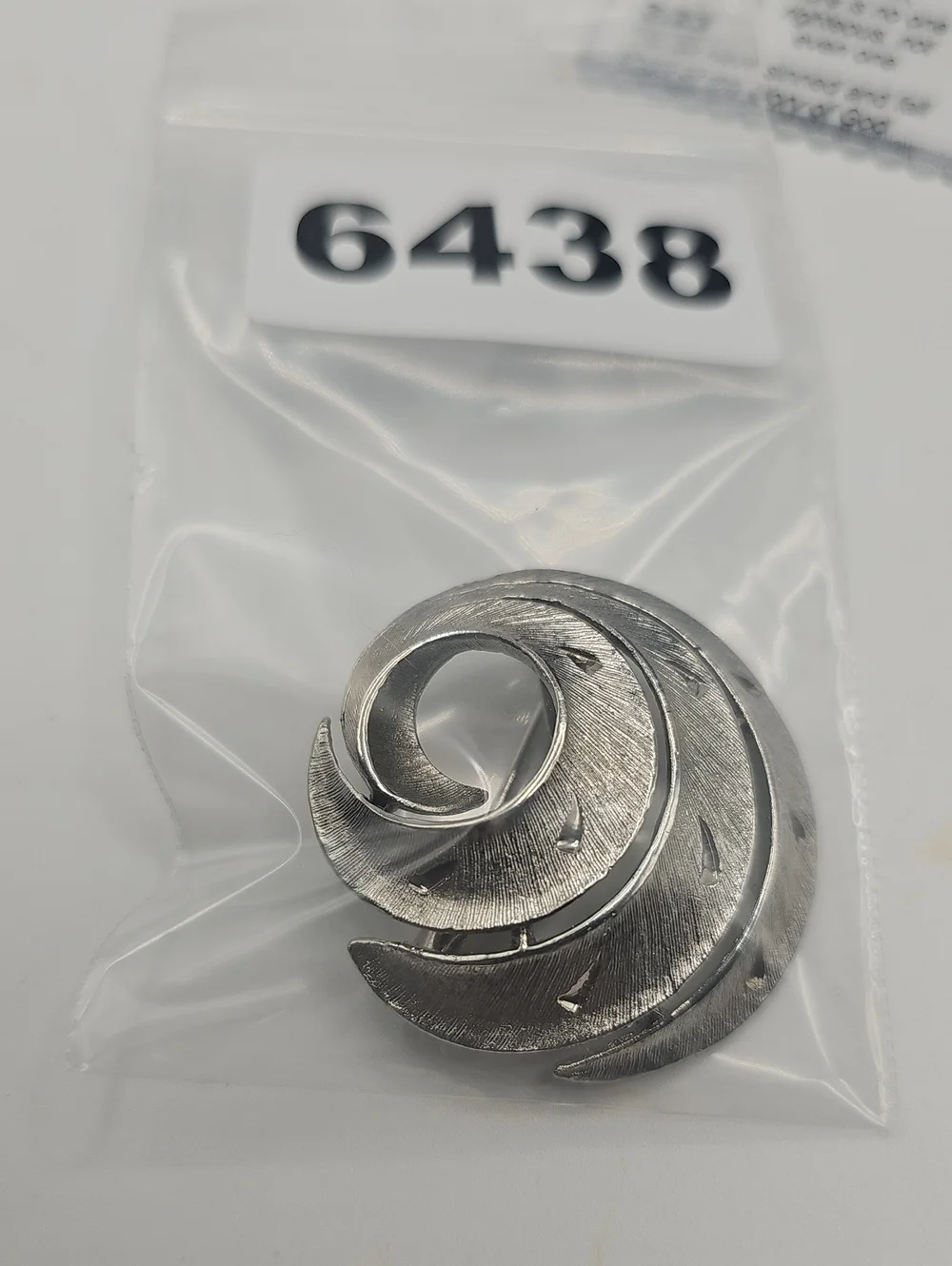 JJ Silver Tone Swirl Statement Pin Textured. Vintage.